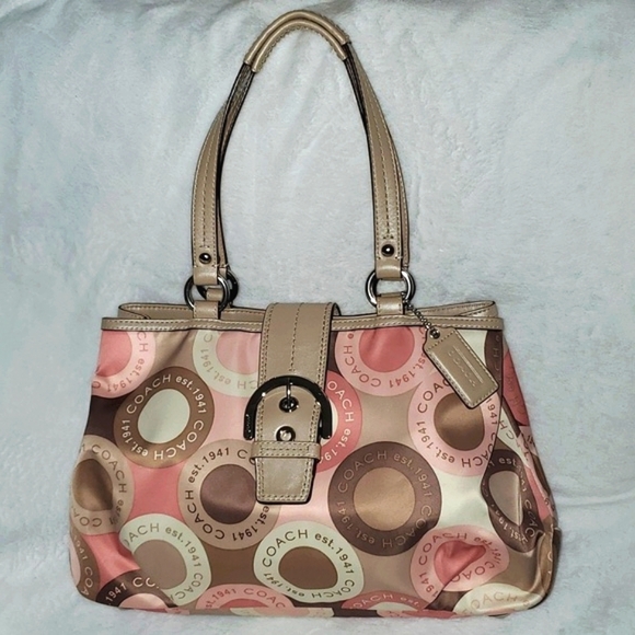 Coach Handbags - Coach Signature Snaphead Satin Satchel